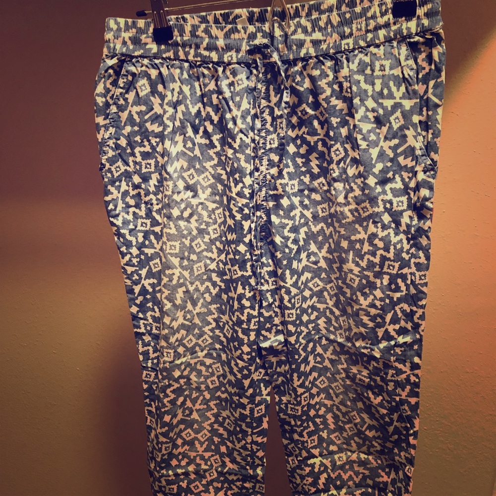 Printed Denim jogger pants